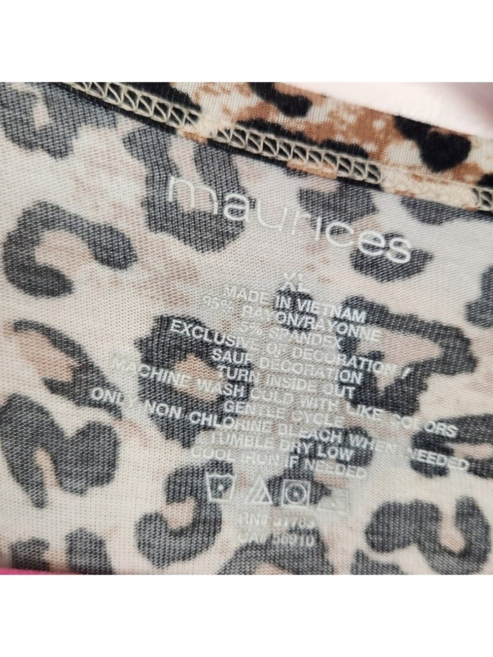 Maurices 24/7 Leopard Animal Print Long Sleeve Tee Stretch T-Shirt Size XL - Picture 6 of 8